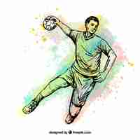 Free vector handball player in sketch style