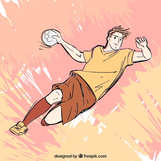 Handball player in sketch style