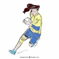 Free vector handball player in sketch style