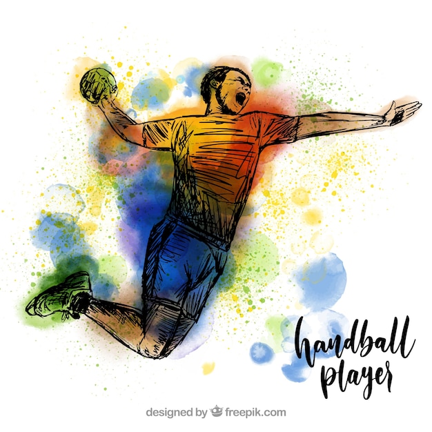 Handball player in sketch style