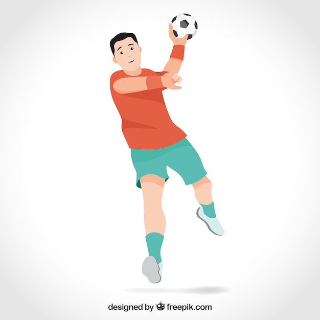 Free vector handball player with flat design