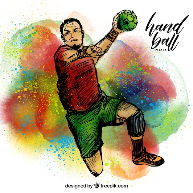 Free vector handball player with sketchy style