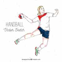 Free vector handball player with sketchy style