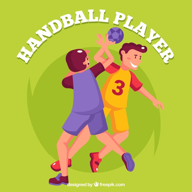 Free vector handball players in hand drawn style