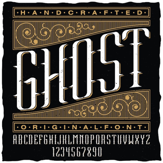 Free vector handcrafted ghost poster with original label font on black