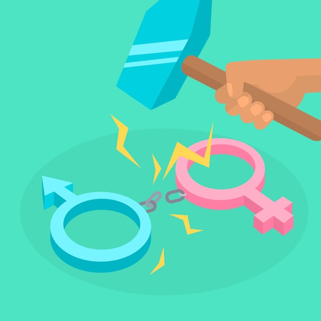 Free vector handcuffs break gender norms concept