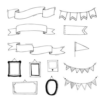 手描きのリボンコレクション 無料のベクター 手描きのリボンコレクション 無料のベクター