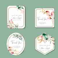 Free vector handdrawn watercolor floral label collection