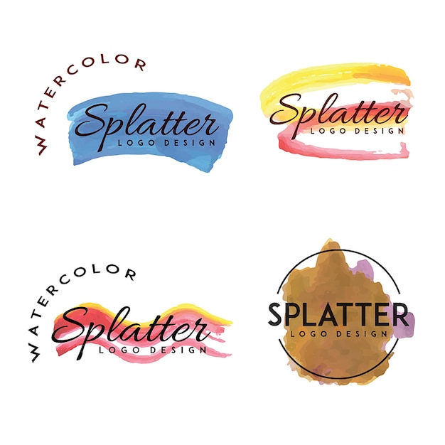 Free vector handdrawn watercolor splatter logos