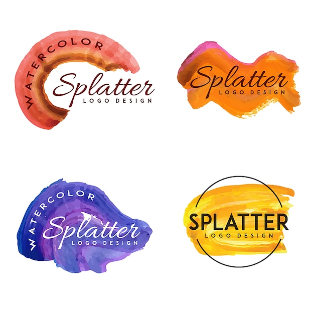 Handdrawn watercolor splatter logos