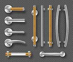 Free vector handles for doors or windows metal, wooden details