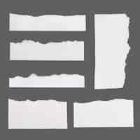 Free vector handmade torn paper craft vector in white minimal style set