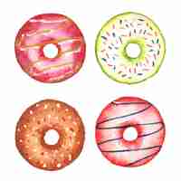 Free vector handmade watercolor donuts set