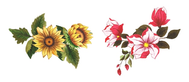 Handmade watercolor floral art set