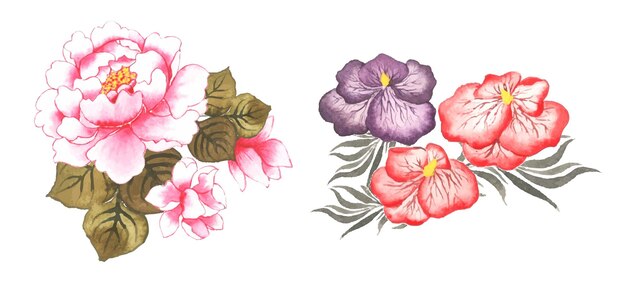 수제 수채화 꽃 예술 세트