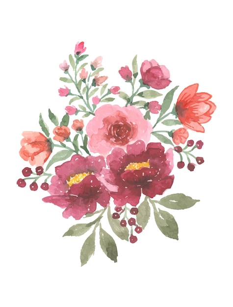 Vettore gratuito arte floreale dell'acquerello fatto a mano