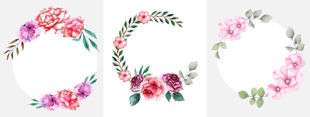 Handmade watercolor floral wreath set