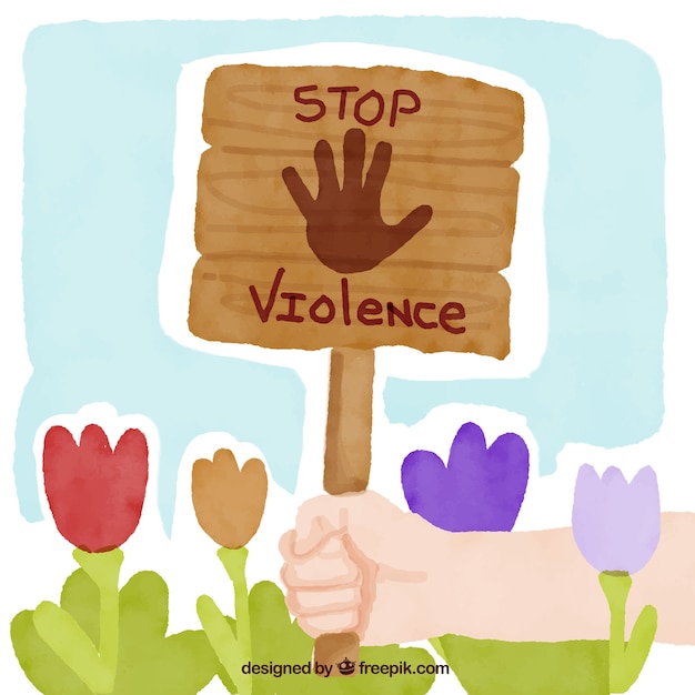 Free vector handpainted background of flowers and sign against violence