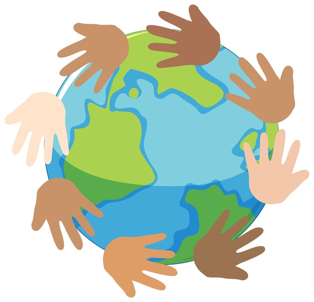 Free vector hands around earth globe