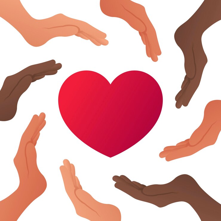 Free Vector hands around heart