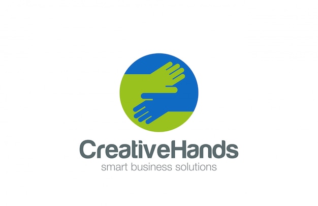 Free vector hands in circle logo flat icon.