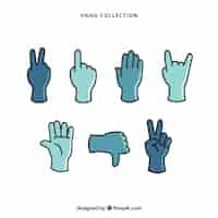 Free vector hands collection with different poses in hand drawn style