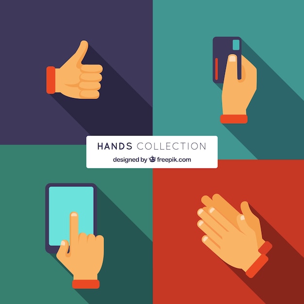 Бесплатное векторное изображение Коллекция рук с разными позами в плоском стиле