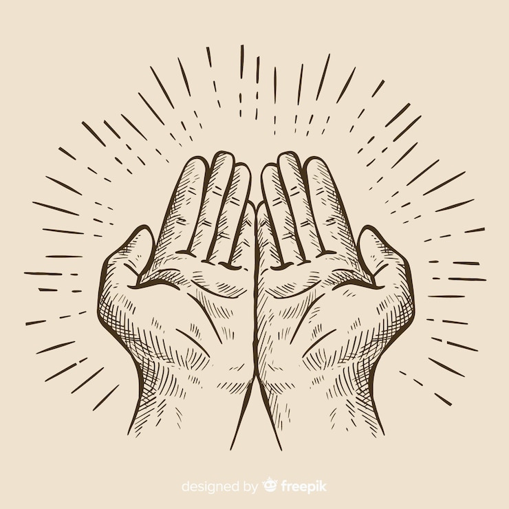 Free Vector hands composition with hand drawn style