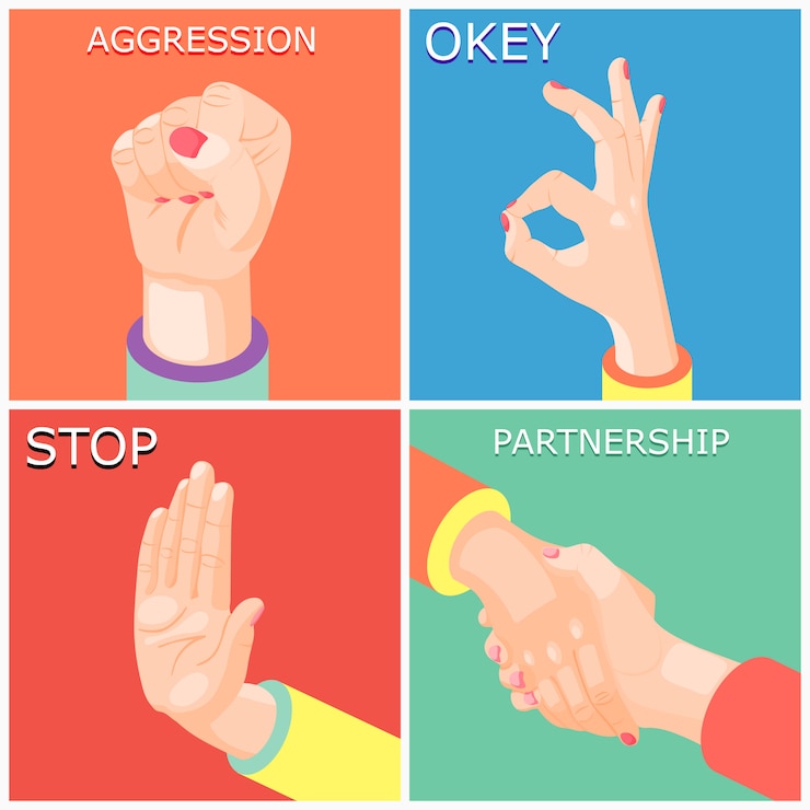 Free Vector hands gestures 2x2 design concept