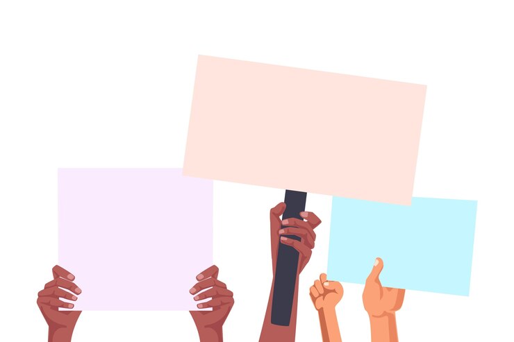 Free Vector hands holding blank placards