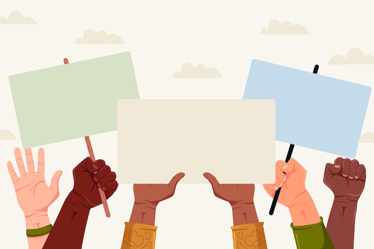 Free Vector hands holding copy space placards black lives matters