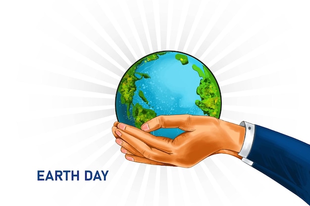 Free vector hands holding globe happy earth day design