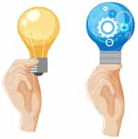 Free vector hands holding light bulb icon design