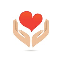 Hands holding red heart love care family protect poster vector illustration
