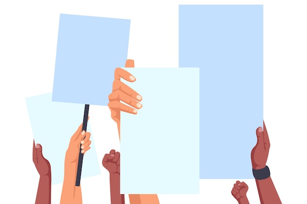 Free vector hands holding up placards