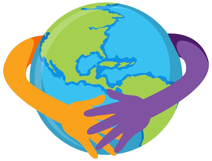 Free Vector hands hugging earth planet