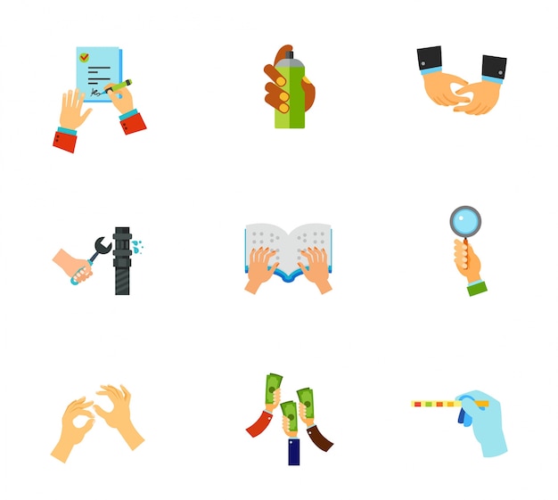 Free vector hands icon set