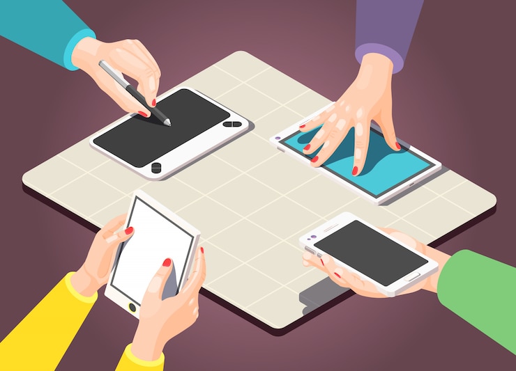 Free Vector hands isometric background