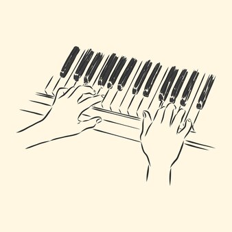 Руки, играя на пианино вектор эскиз иллюстрация