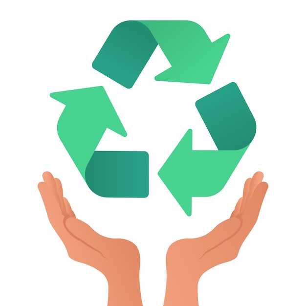 Free vector hands suppoting gradient recycle sign