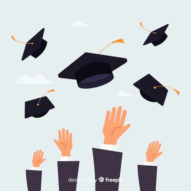 Free vector hands throwing graduation hats in the air