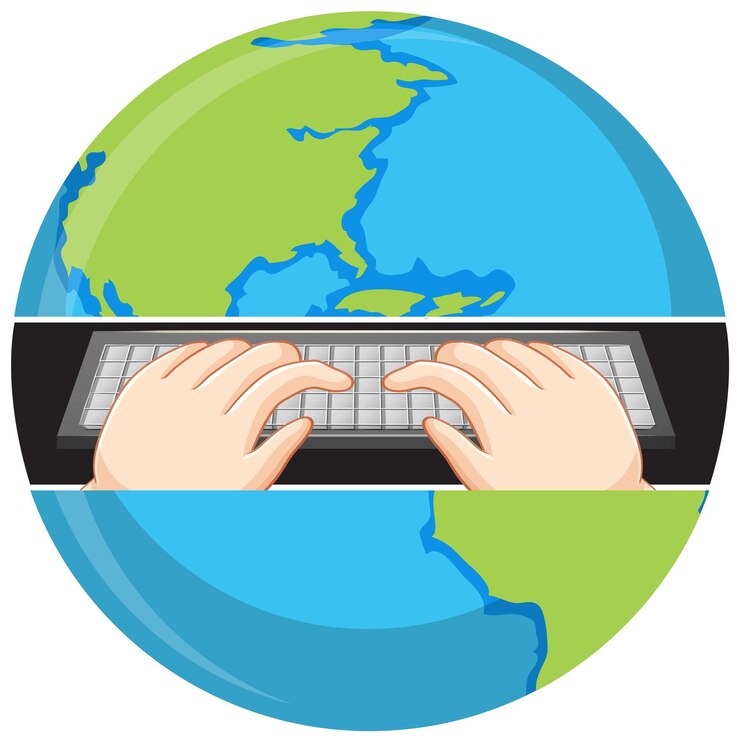 Free Vector hands typing on computer keyboard