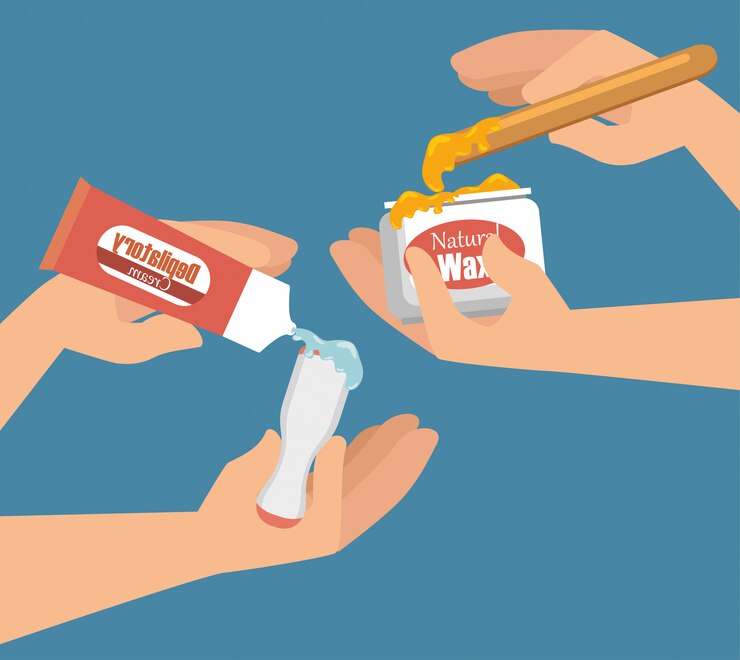 Free Vector hands using hair removal product
