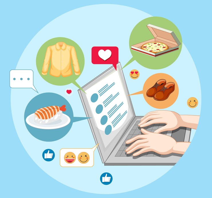 Free Vector hands using laptop with social media emoji icon isolated on white 