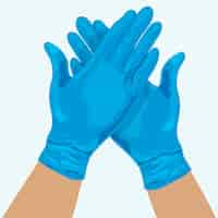 Free vector hands wearing medical gloves