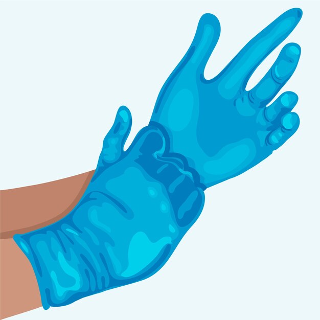 Hands wearing protective gloves