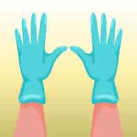 Free vector hands wearing surgical gloves