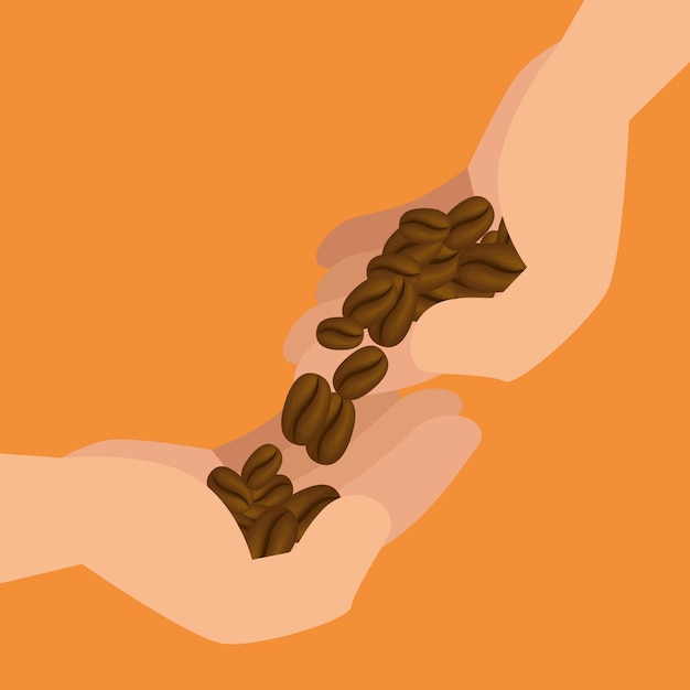 Бесплатное векторное изображение Руки с кофейными зернами