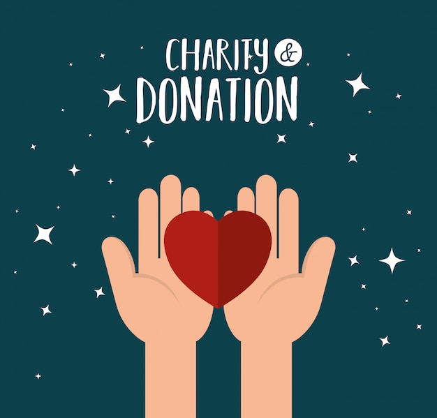 Free vector hands with heart for charity donation