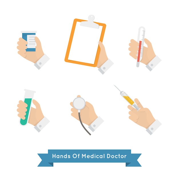 Free vector hands with medical tools